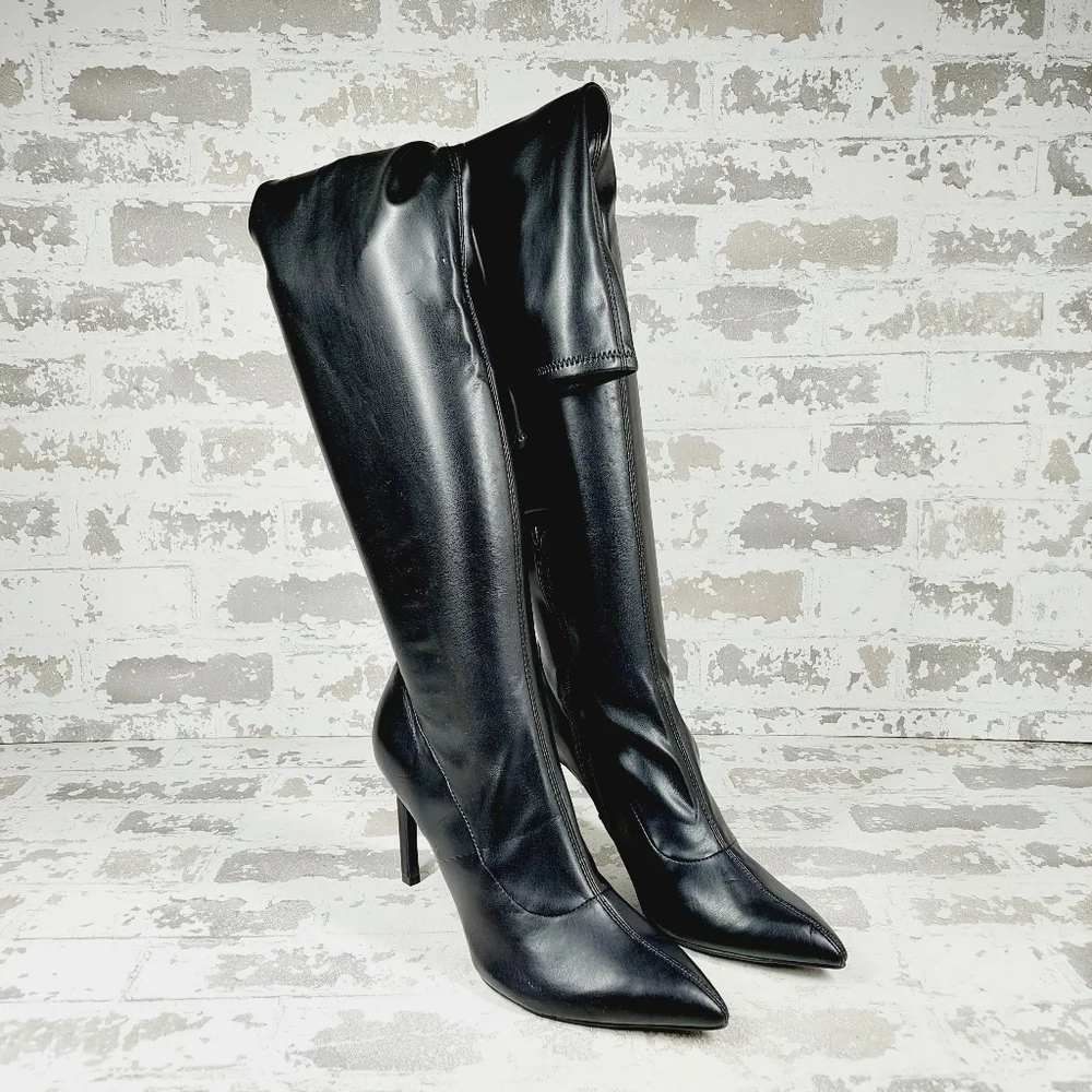 New OPEN EDIT Kami Pointed Toe Over The Knee Boot In Black O535